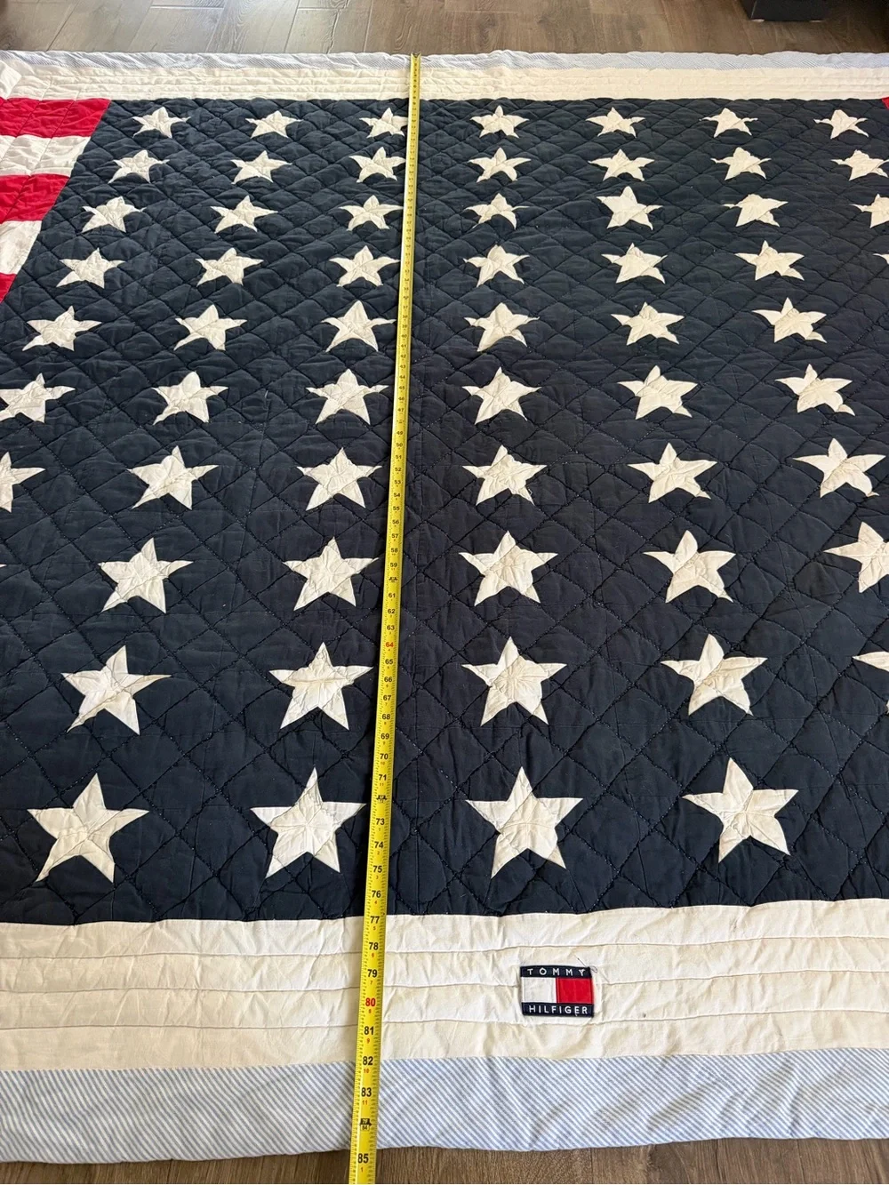 Tommy Hilfiger American Flag Quilt Stars Stripes Approximately 85”x100” Read Des